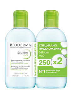 Bioderma Sebium Мицеларна вода за мазна и акнеична кожа 2 х250 мл