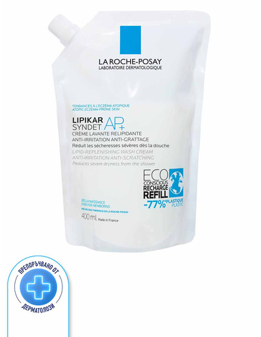 La Roche-Posay Lipikar Syndet AP+ Eco Refill Измиващ крем за лице и тяло за суха и атопична кожа 400 мл