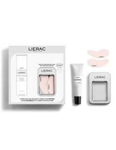 Промо Комплект Lierac Diopti Гел против торбички под очите 15 мл+Lierac Пачове за   многократна употреба х2