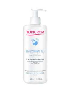 Topicrem Baby 2in1 Почистващ гел за коса и тяло за бебета и деца 0+ 500 мл