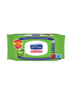 Septona Antibacterial Антибактериални мокри кърпички Зелена Ябълка х60 броя