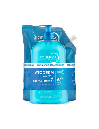 Промо Комплект Bioderma Atoderm Душ гел за нормална до суха кожа 1л + Пълнител 1л